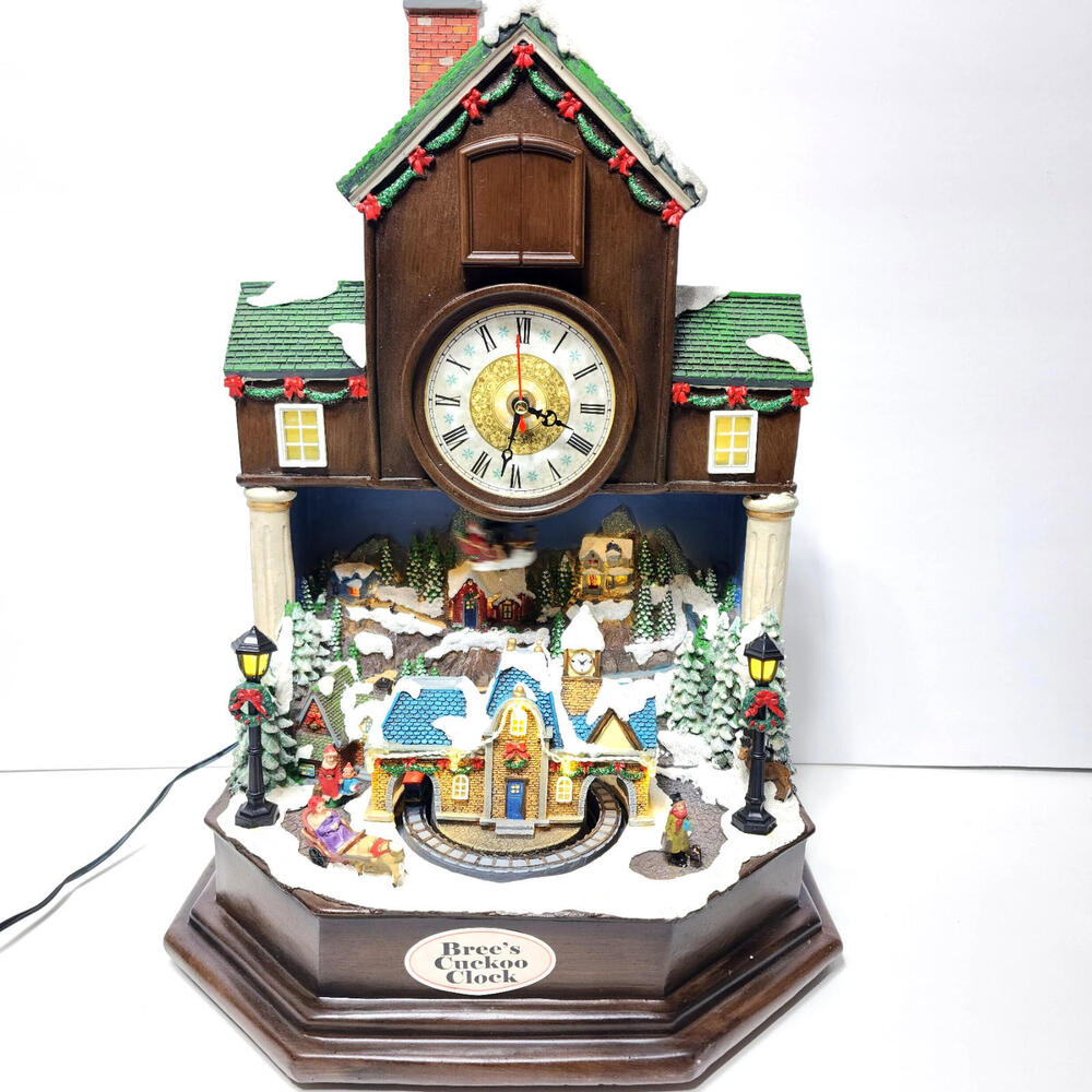 *READ* Christmas Decor Bree’s Cuckoo Clock with Christmas Village Scene Working